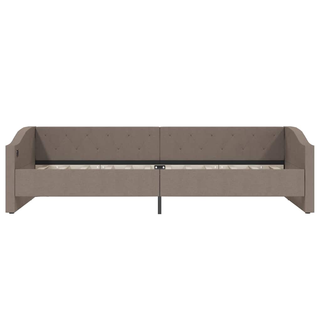 Καναπές Κρεβάτι με Στρώμα & USB Taupe 90 x 200 εκ. Υφασμάτινος
