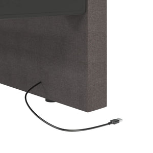 Καναπές Κρεβάτι με Στρώμα & USB Σκούρο Γκρι 90 x 200 εκ. Υφασμ.