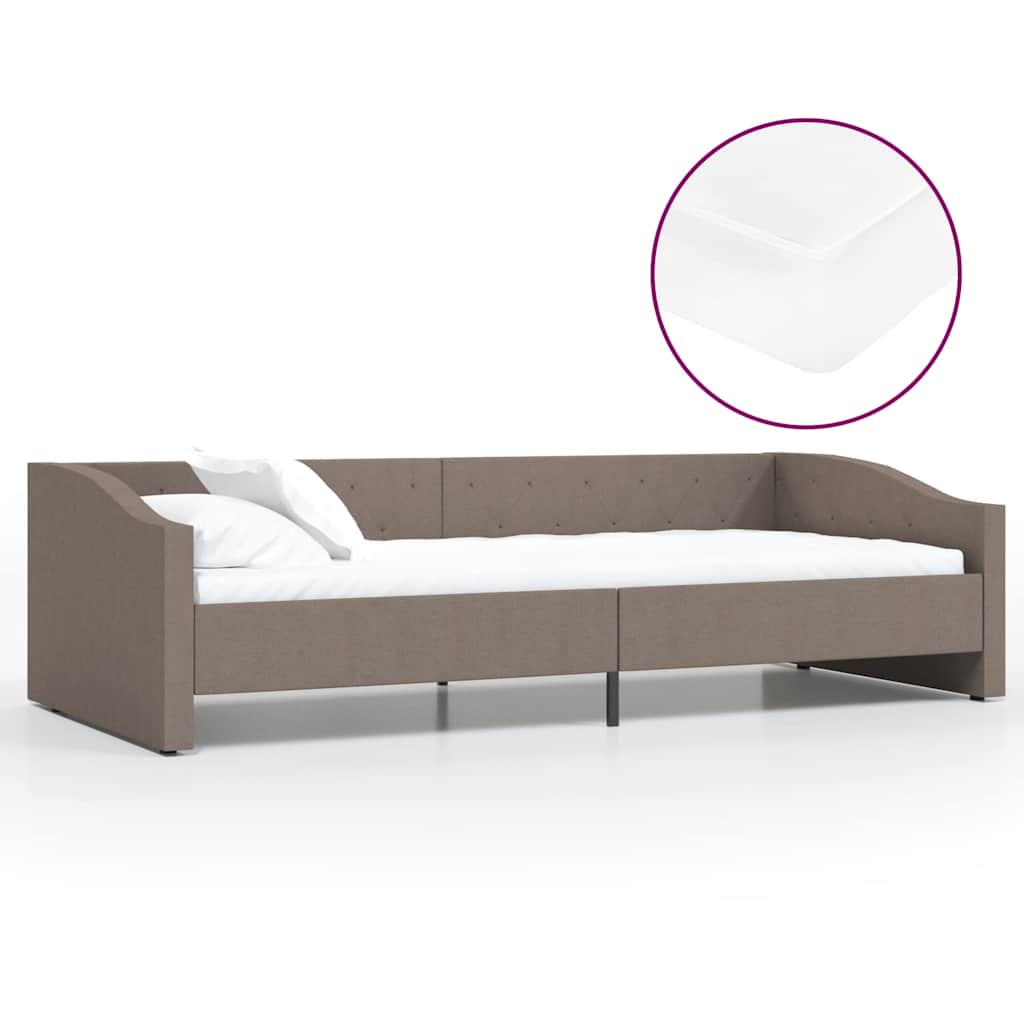 Καναπές Κρεβάτι με Στρώμα & USB Taupe 90 x 200 εκ. Υφασμάτινος