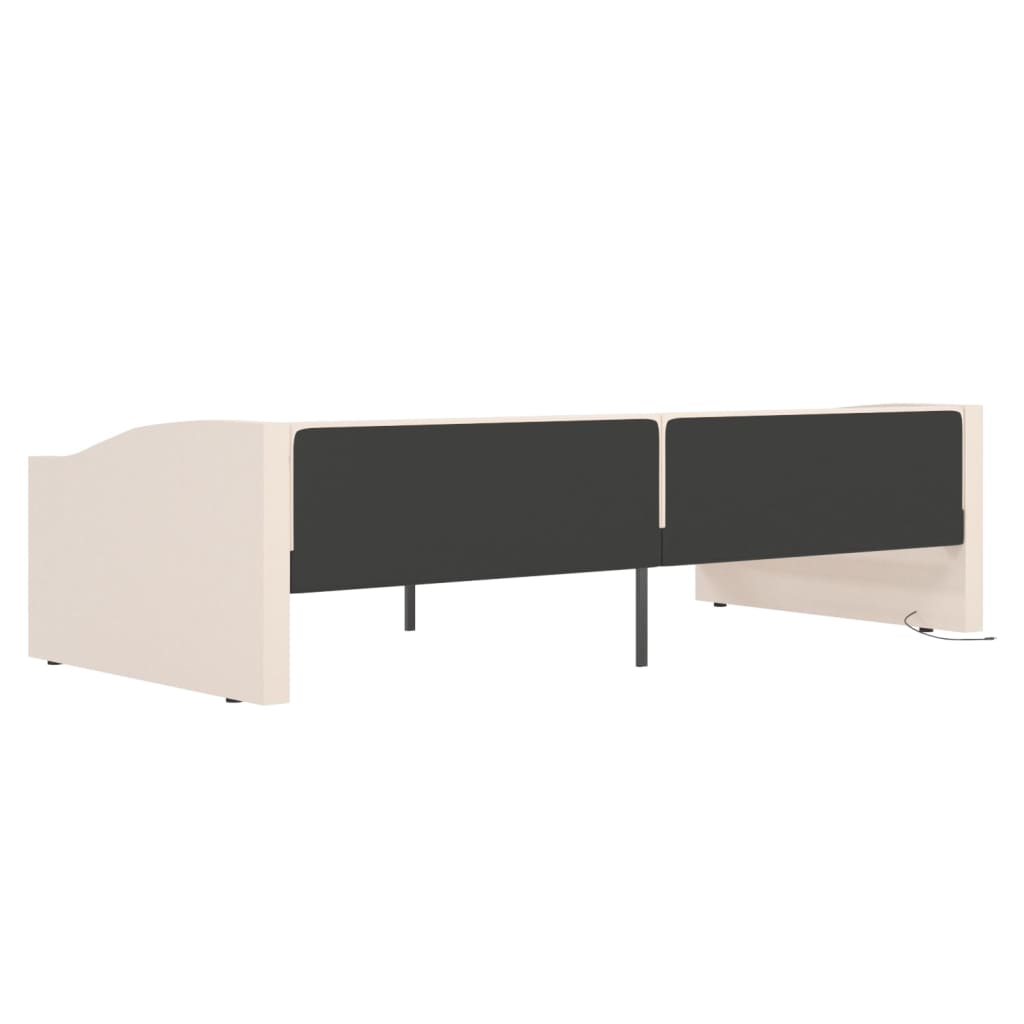 Καναπές Κρεβάτι με Στρώμα & USB Κρεμ 90 x 200 εκ. Υφασμάτινο - Pakobazaar