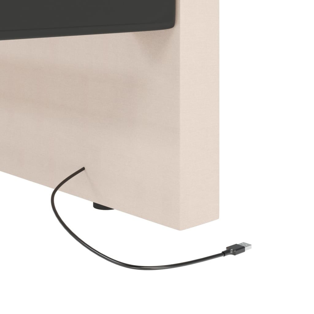 Καναπές Κρεβάτι με Στρώμα & USB Κρεμ 90 x 200 εκ. Υφασμάτινο - Pakobazaar