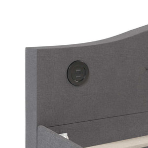 Καναπές Κρεβάτι με Στρώμα & USB Ανοιχτό Γκρι 90x200 εκ. Υφασμ.
