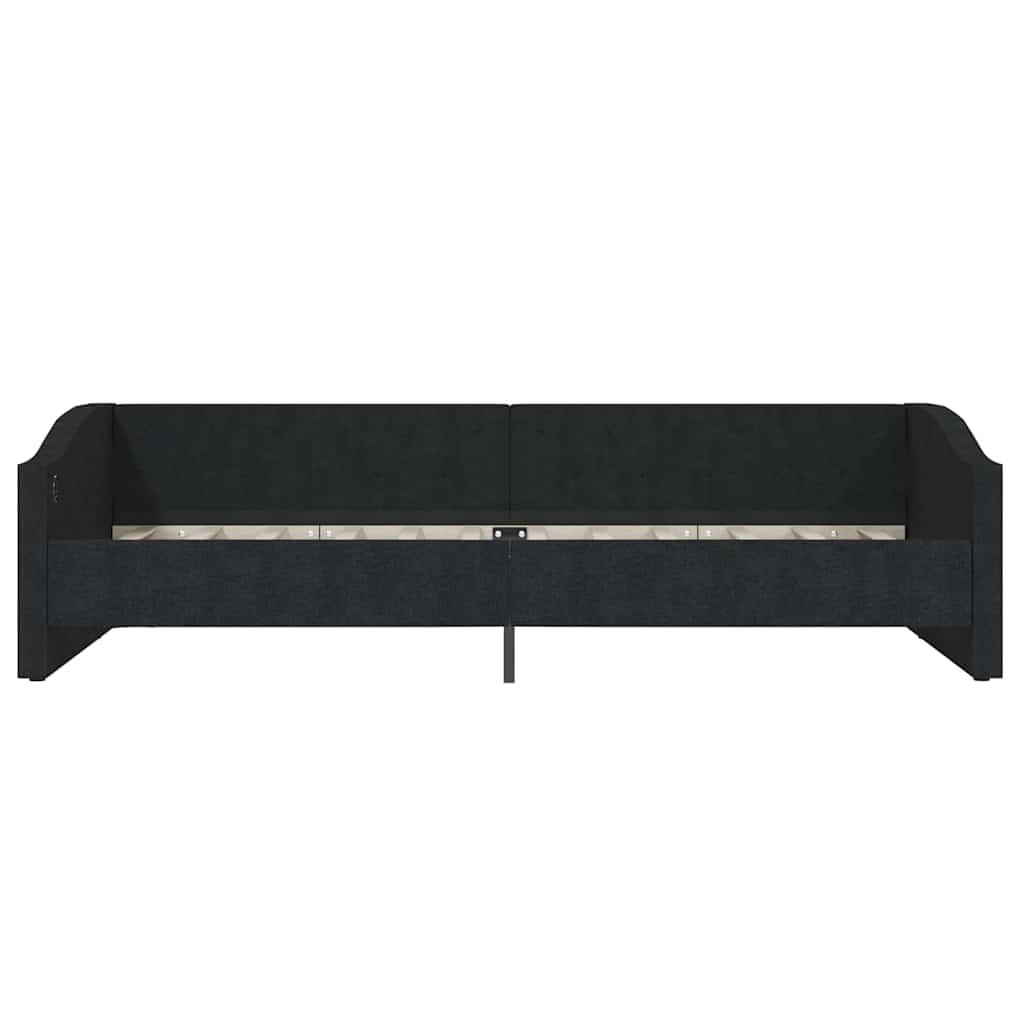 Καναπές Κρεβάτι με Στρώμα & USB Μαύρος 90 x 200 εκ. Υφασμάτινος