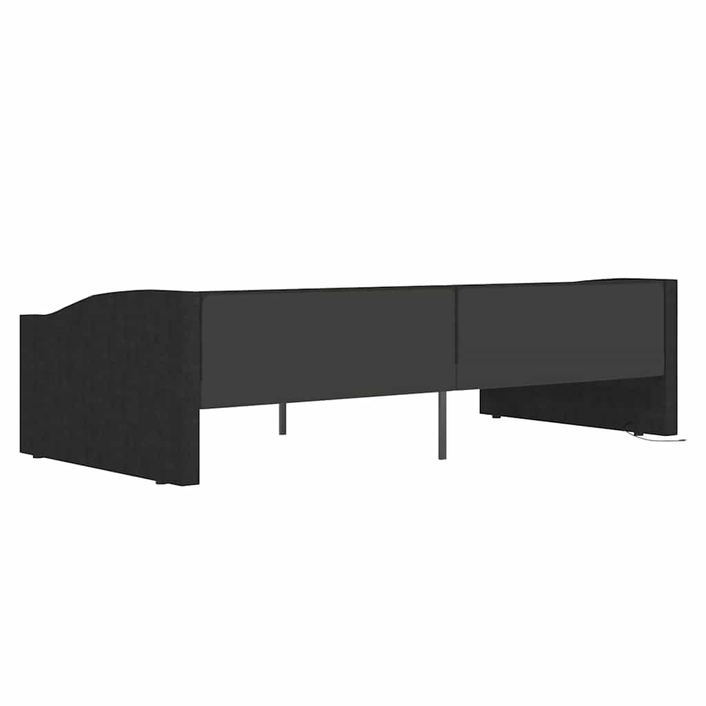Καναπές Κρεβάτι με Στρώμα & USB Μαύρος 90 x 200 εκ. Υφασμάτινος
