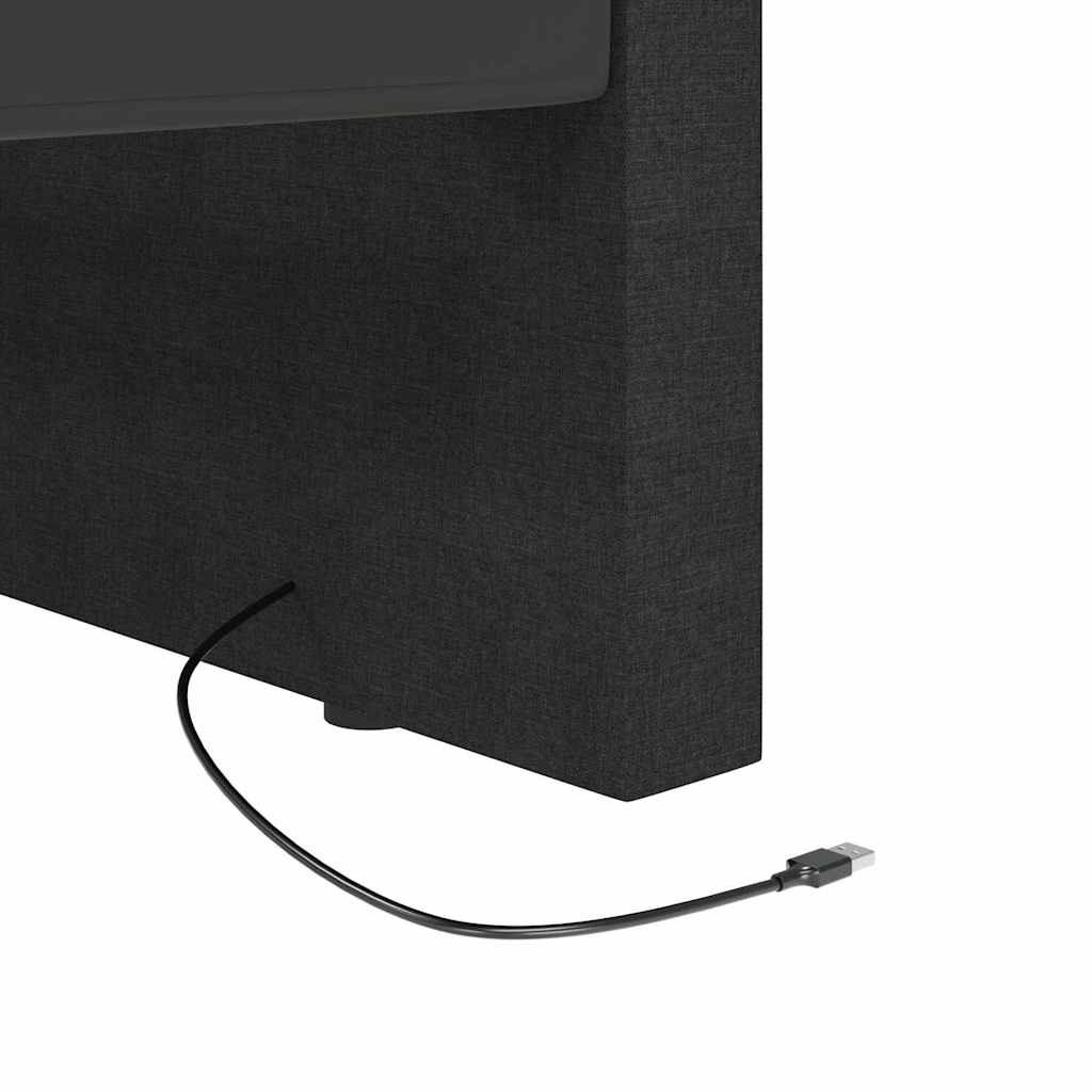 Καναπές Κρεβάτι με Στρώμα & USB Μαύρος 90 x 200 εκ. Υφασμάτινος