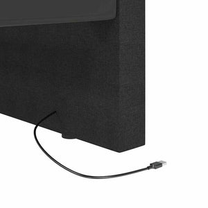 Καναπές Κρεβάτι με Στρώμα & USB Μαύρος 90 x 200 εκ. Υφασμάτινος