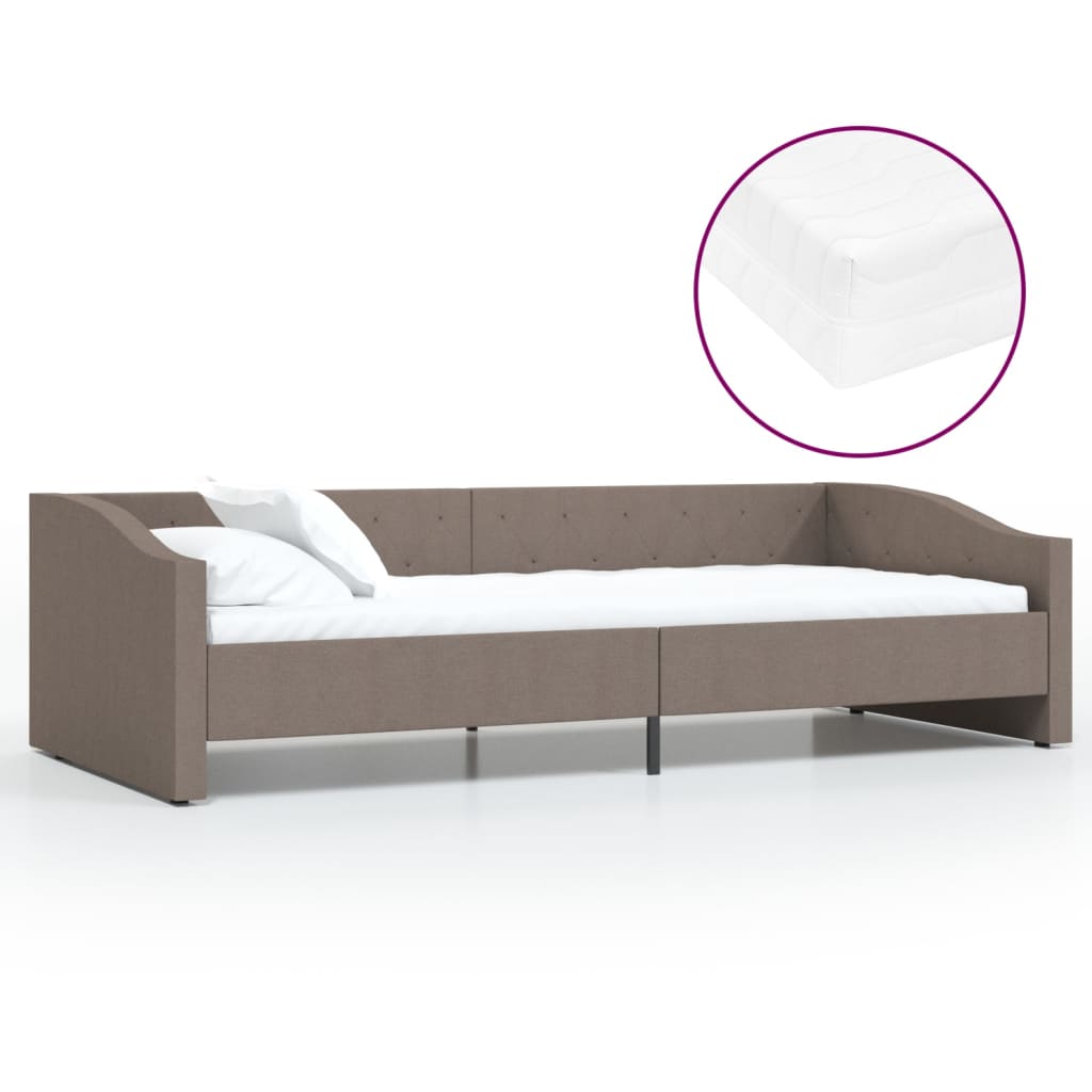 Καναπές Κρεβάτι με Στρώμα & USB Taupe 90 x 200 εκ. Υφασμάτινος - Pakobazaar