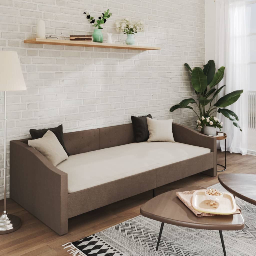 Καναπές Κρεβάτι με Στρώμα & USB Taupe 90 x 200 εκ. Υφασμάτινος - Pakobazaar