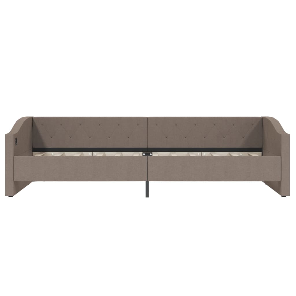 Καναπές Κρεβάτι με Στρώμα & USB Taupe 90 x 200 εκ. Υφασμάτινος - Pakobazaar