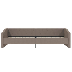 Καναπές Κρεβάτι με Στρώμα & USB Taupe 90 x 200 εκ. Υφασμάτινος - Pakobazaar