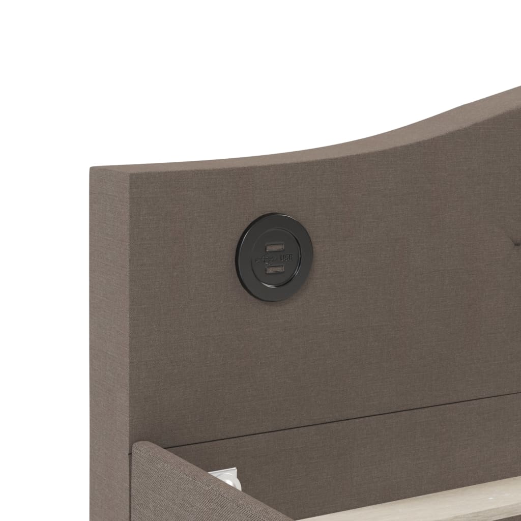 Καναπές Κρεβάτι με Στρώμα & USB Taupe 90 x 200 εκ. Υφασμάτινος - Pakobazaar