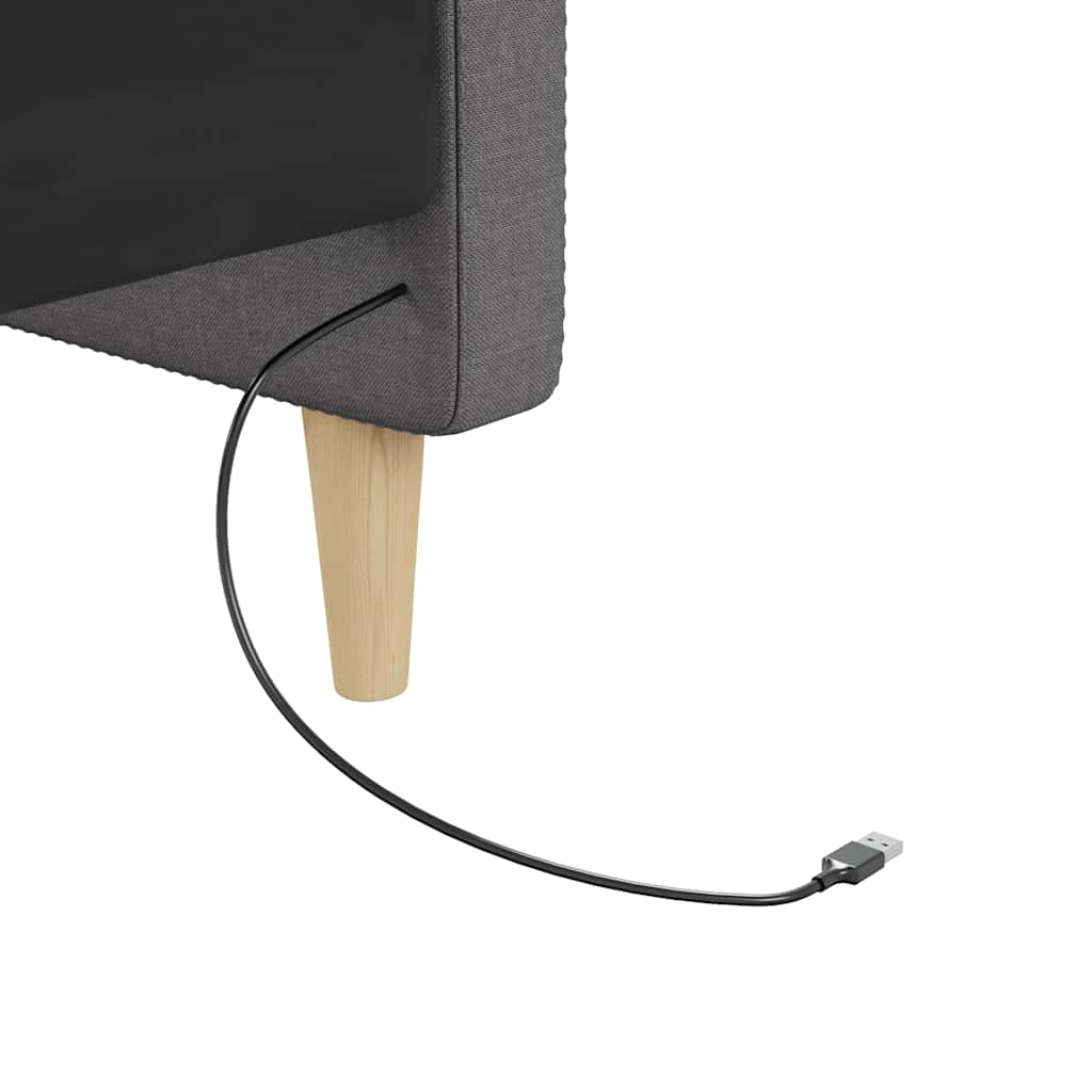 Καναπές Κρεβάτι με Στρώμα & USB Αν. Γκρι 90x200 εκ. Υφασμάτινος
