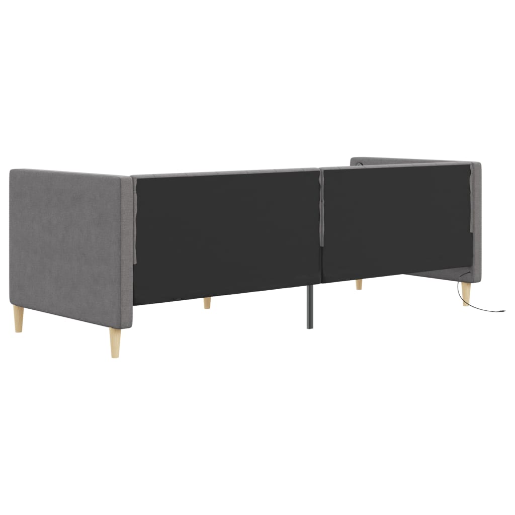 Καναπές Κρεβάτι με Στρώμα & USB Αν. Γκρι 90x200 εκ. Υφασμάτινος - Pakobazaar