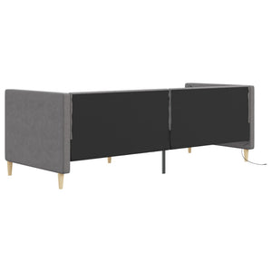 Καναπές Κρεβάτι με Στρώμα & USB Αν. Γκρι 90x200 εκ. Υφασμάτινος - Pakobazaar
