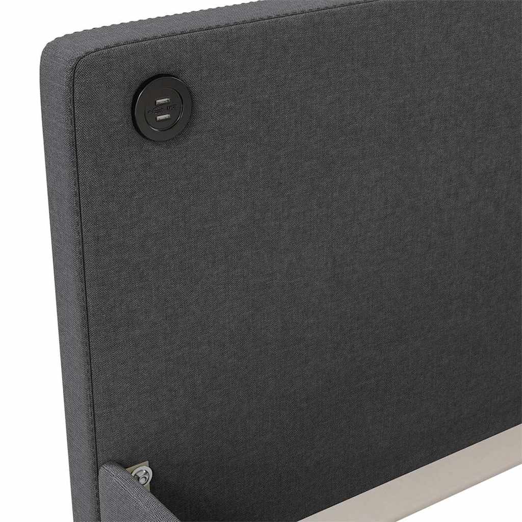 Καναπές Κρεβάτι με Στρώμα & USB Σκούρο Γκρι 90 x 200 εκ. Υφασμ.