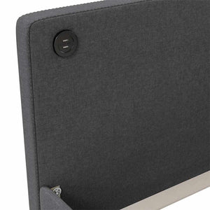 Καναπές Κρεβάτι με Στρώμα & USB Σκούρο Γκρι 90 x 200 εκ. Υφασμ.