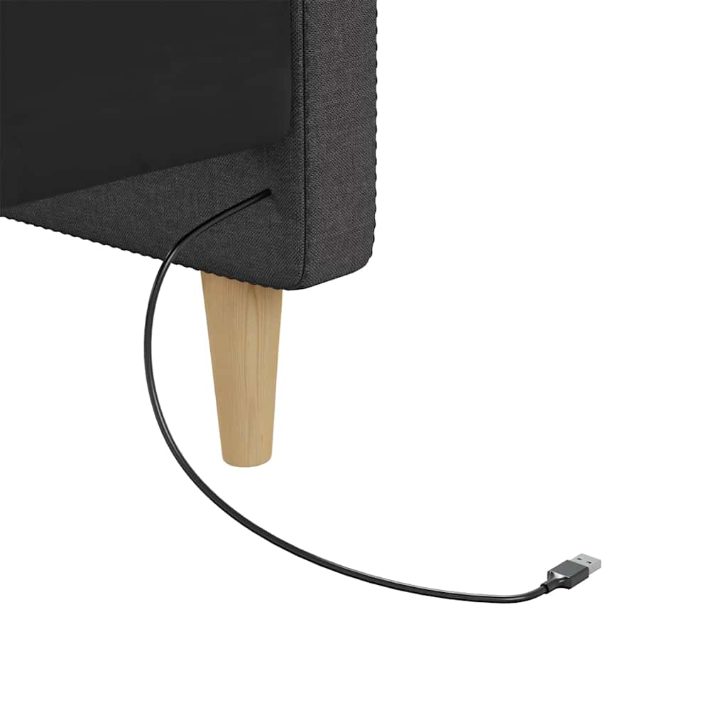 Καναπές Κρεβάτι με Στρώμα & USB Σκούρο Γκρι 90 x 200 εκ. Υφασμ.
