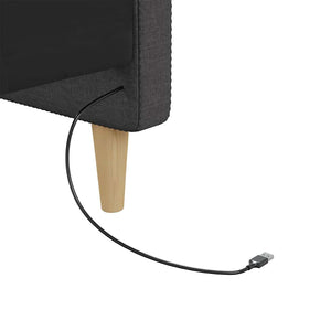 Καναπές Κρεβάτι με Στρώμα & USB Σκούρο Γκρι 90 x 200 εκ. Υφασμ.