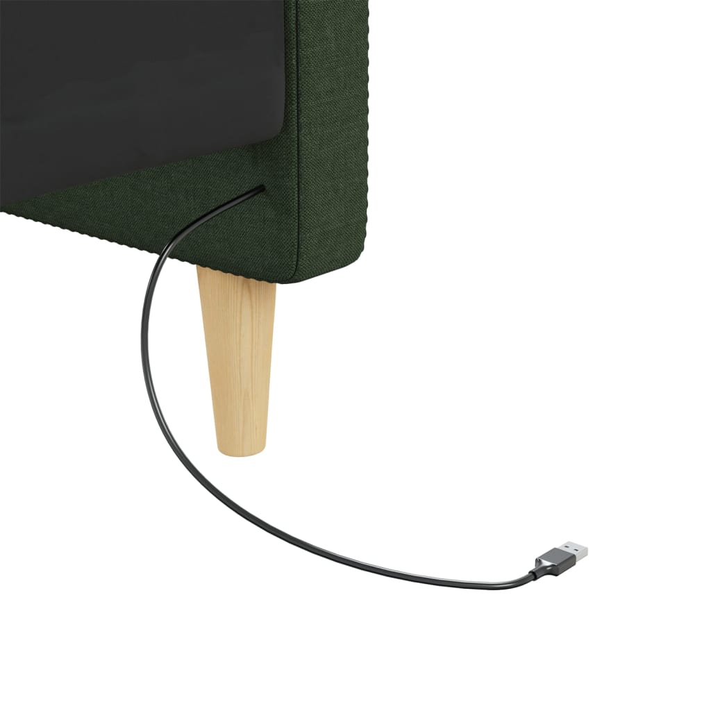 Καναπές Κρεβάτι με Στρώμα & USB Σκ. Πράσινο 90 x 200 εκ. Υφασμ. - Pakobazaar