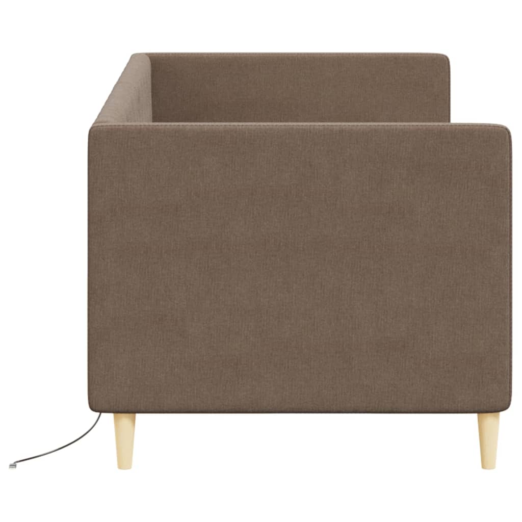 Καναπές Κρεβάτι με Στρώμα & USB Taupe 90 x 200 εκ. Υφασμάτινος - Pakobazaar