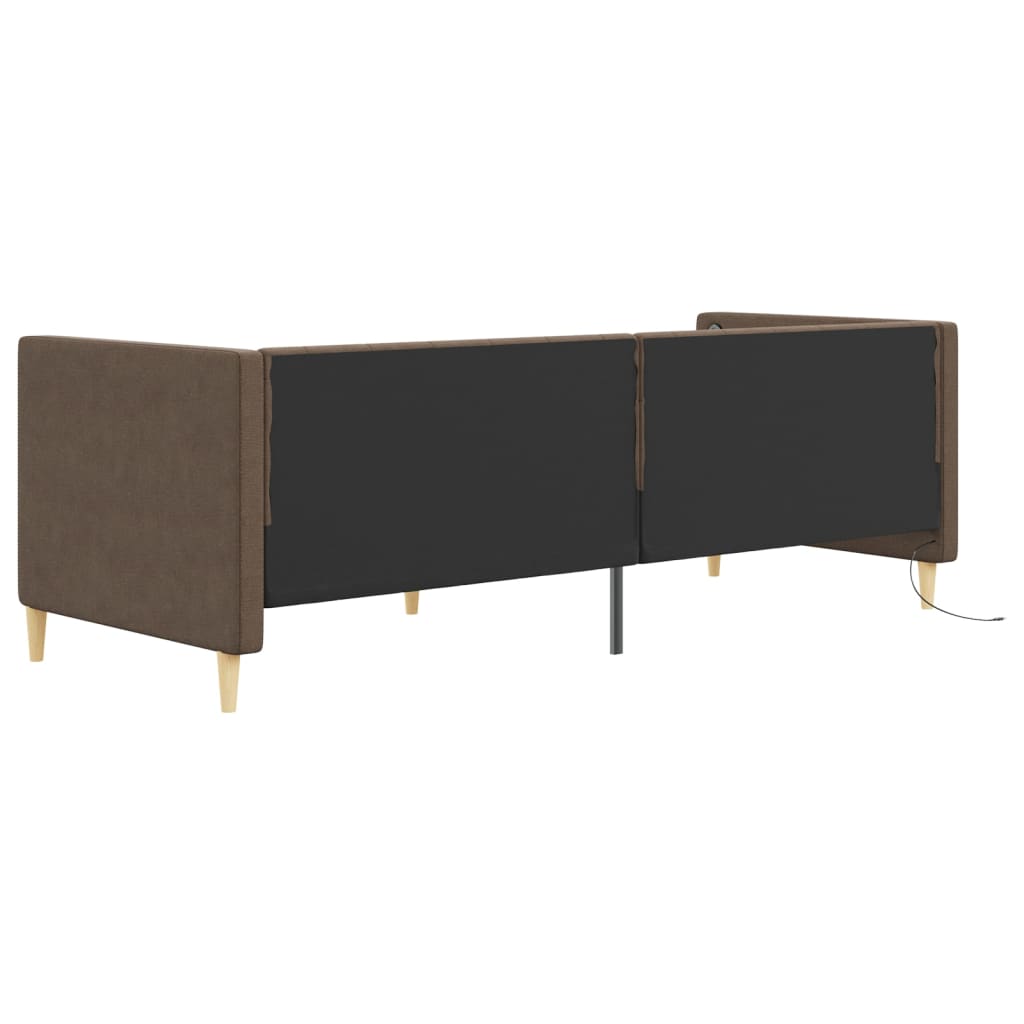 Καναπές Κρεβάτι με Στρώμα & USB Taupe 90 x 200 εκ. Υφασμάτινος - Pakobazaar