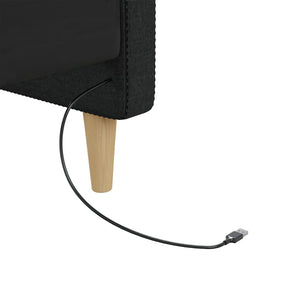 Καναπές Κρεβάτι με Στρώμα & USB Μαύρος 90 x 200 εκ. Υφασμάτινος