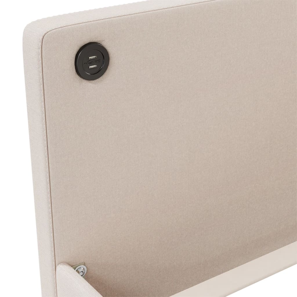 Καναπές Κρεβάτι με Στρώμα & USB Κρεμ 90 x 200 εκ. Υφασμάτινος