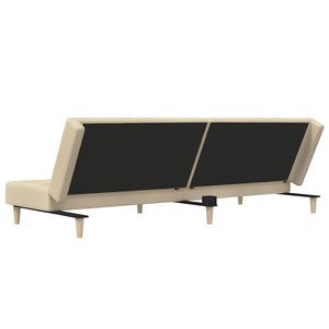 Καναπές Κρεβάτι Διθέσιος με Υποπόδιο Κρεμ Υφασμάτινος