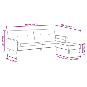 Καναπές Κρεβάτι Διθέσιος με Υποπόδιο Κρεμ Βελούδινος