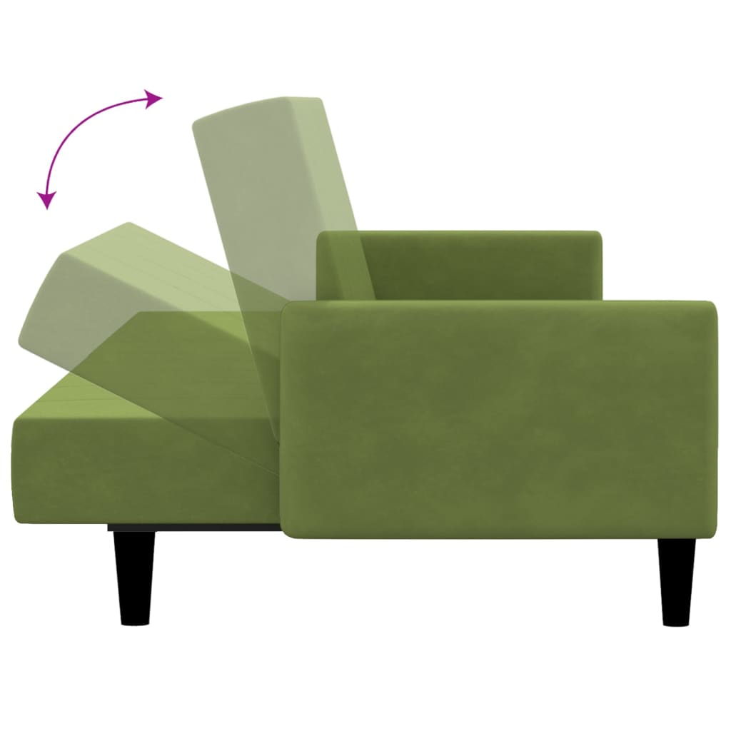 Καναπές Κρεβάτι Διθέσιος με Υποπόδιο Ανοιχτό Πράσινο Βελούδινος - Pakobazaar
