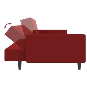 Καναπές Διθέσιος με Υποπόδιο Μπορντό Βελούδινος