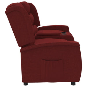 Πολυθρόνα Διθέσια Ανακλινόμενη Μπορντό Ύφασμα με Ποτηροθήκη