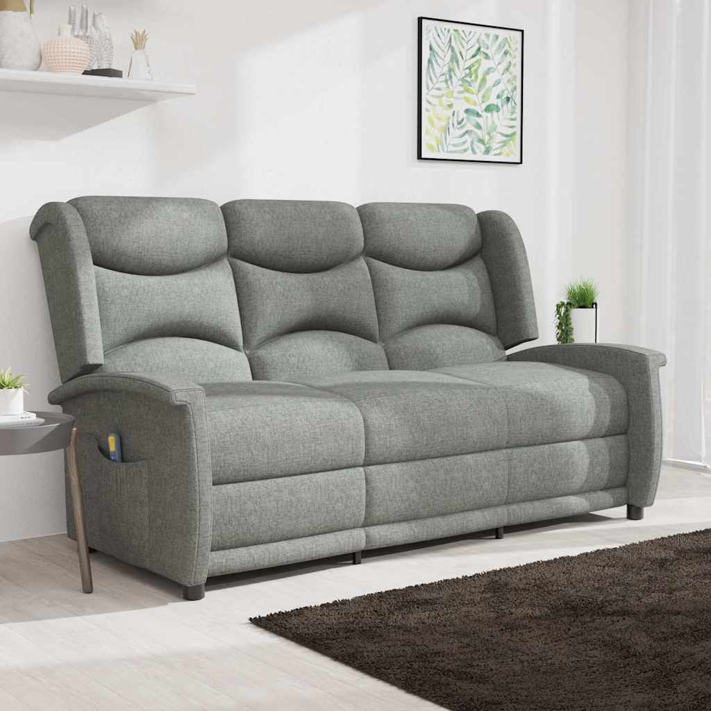 Πολυθρόνα Μασάζ Ανακλινόμενη 3 Θέσεων Ανοιχτό Γκρι Υφασμάτινη