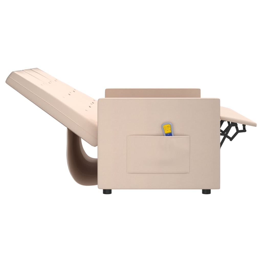 Πολυθρόνα Μασάζ Τριθέσια Ανακλινόμενη Κρεμ Υφασμάτινη