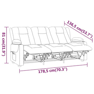 Πολυθρόνα Μασάζ Τριθέσια Ποτηροθήκη Ανακλ. Μπορντό Συν. Δέρμα