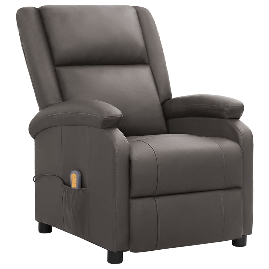 Πολυθρόνα Μασάζ Γκρι από Γνήσιο Δέρμα