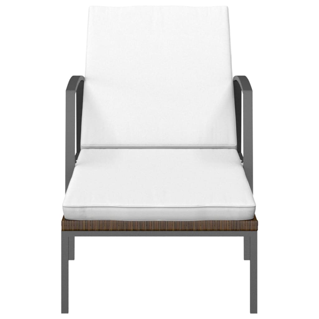 Ξαπλώστρες 2 τεμ. Καφέ από Συνθετικό Ρατάν με Τραπέζι