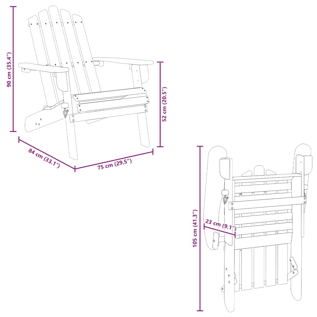Καρέκλα Κήπου Adirondack με Υποπόδιο από Μασίφ Ξύλο Ακακίας