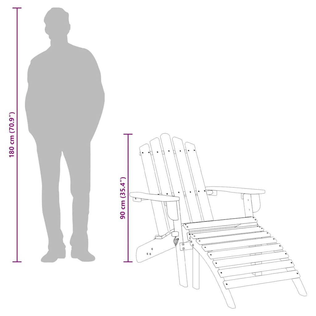 Καρέκλα Κήπου Adirondack με Υποπόδιο από Μασίφ Ξύλο Ακακίας