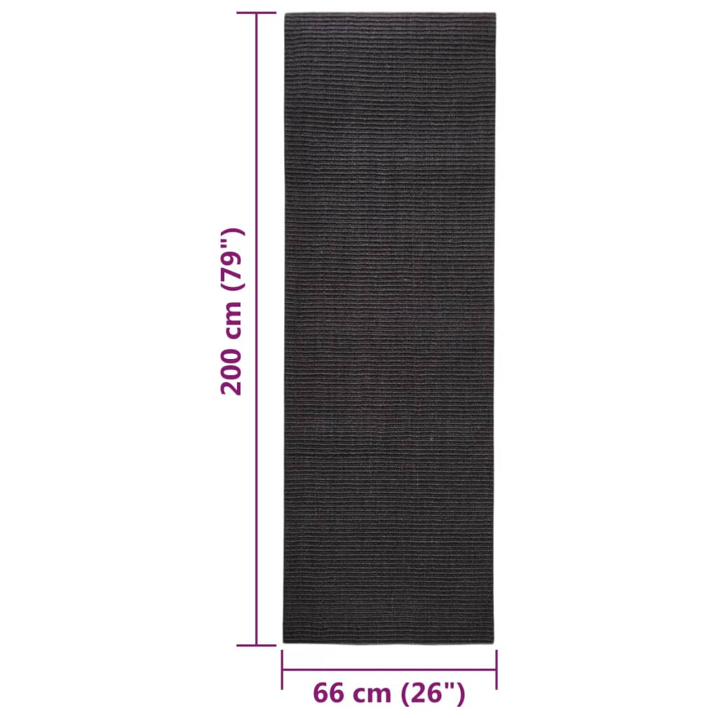 Χαλί Μαύρο 66 x 200 εκ. από Φυσικό Σιζάλ
