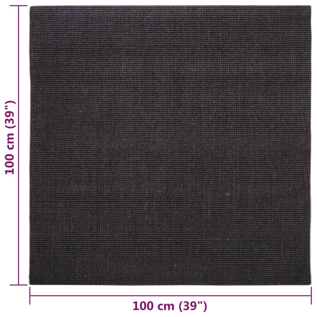Χαλί Μαύρο 100 x 100 εκ. από Φυσικό Σιζάλ