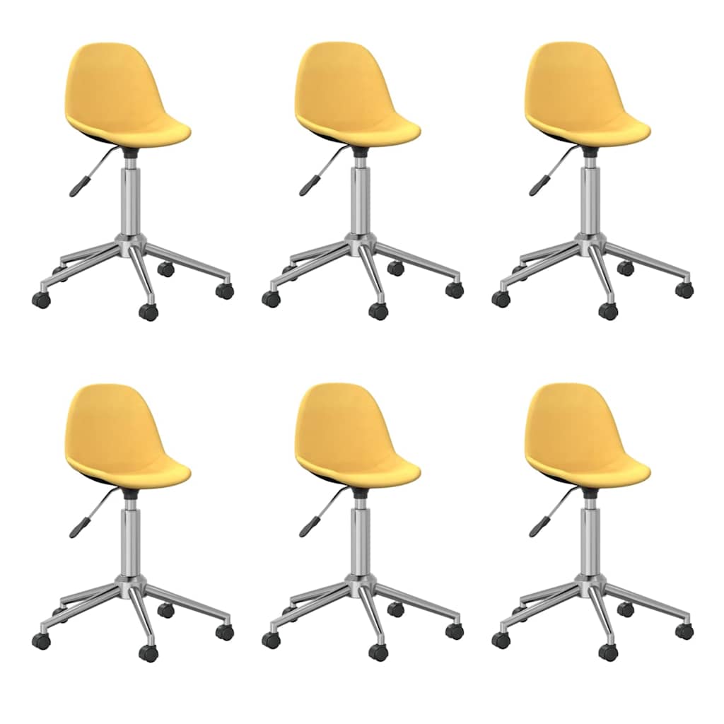 3086069  Swivel Dining Chairs 6 pcs Yellow Fabric (3x333472)