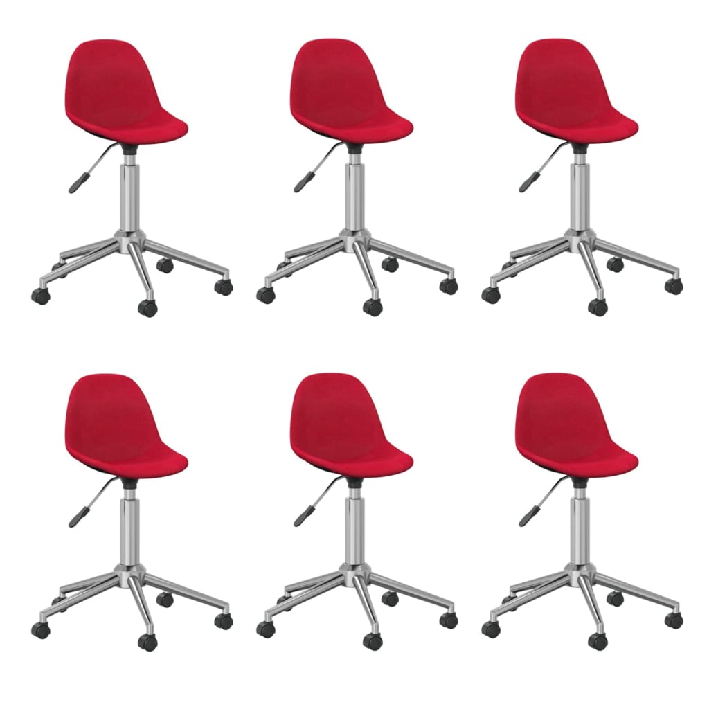 3086070  Swivel Dining Chairs 6 pcs Wine Red Fabric (3x333473)