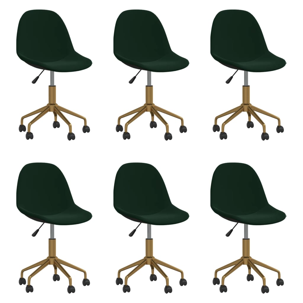 3086108  Swivel Dining Chairs 6 pcs Dark Green Velvet(3x333498) - Pakobazaar