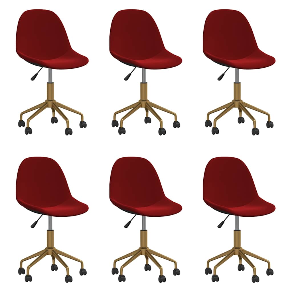 3086111  Swivel Dining Chairs 6 pcs Wine Red Velvet(3x333501)