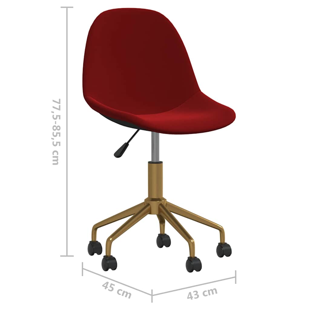3086111  Swivel Dining Chairs 6 pcs Wine Red Velvet(3x333501)
