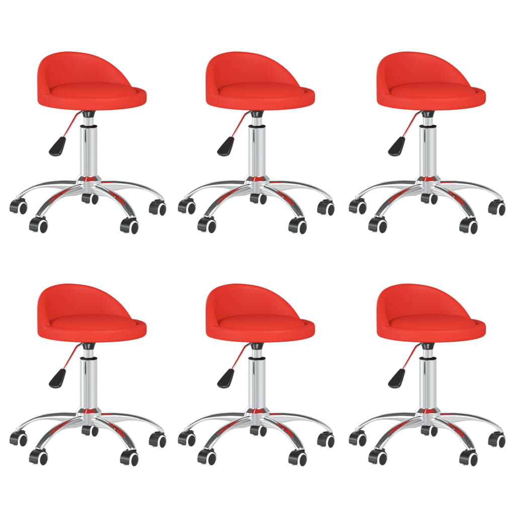 Καρέκλες Τραπεζαρίας Περιστρεφόμενες 6 τεμ. Κόκκινες Δερματίνη
