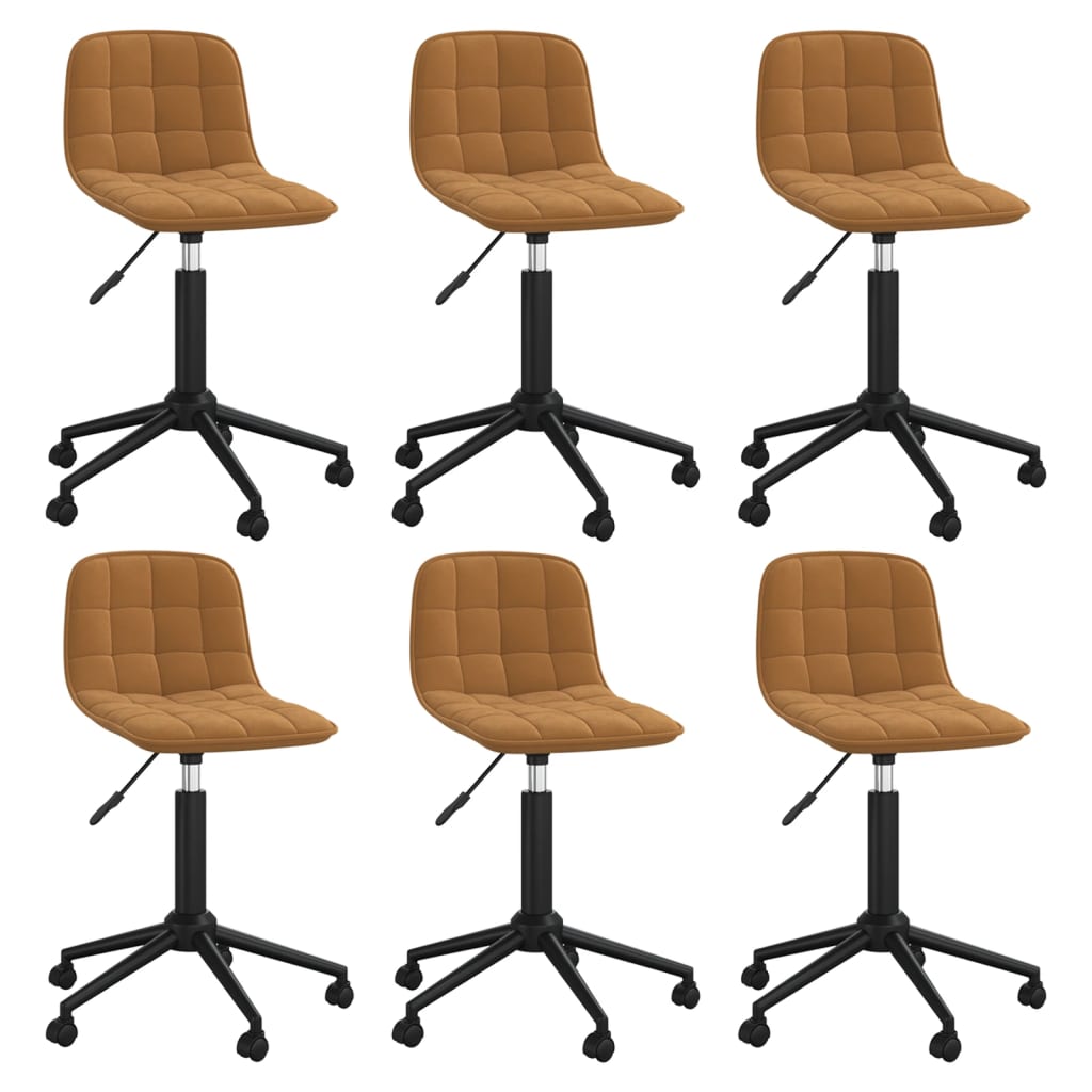 Καρέκλες Τραπεζαρίας Περιστρεφόμενες 6 τεμ. Καφέ Βελούδινες