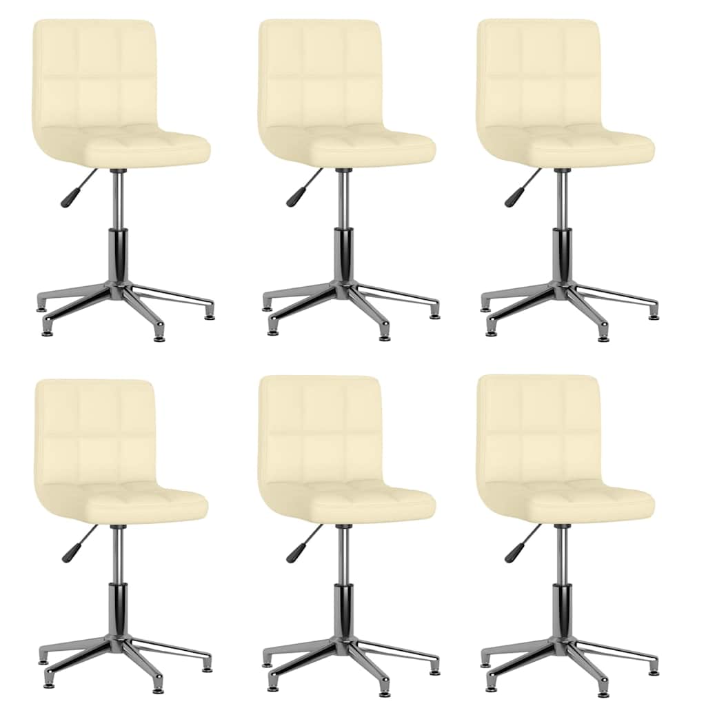 Swivel Dining Chairs 6 pcs Cream Faux Leather - Pakobazaar