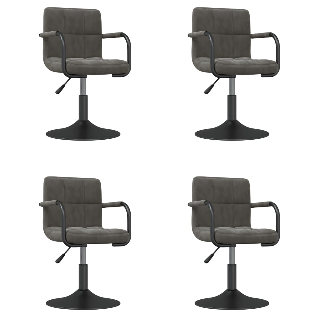Καρέκλες Τραπεζαρίας Περιστρεφόμενες 4 τεμ. Σκ. Γκρι Βελούδινες - PAKOBAZAAR